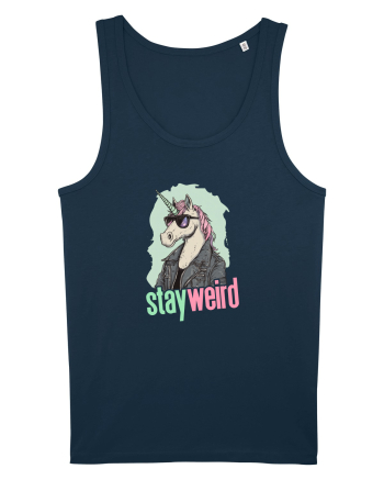 STAY WEIRD - Unicorn - rocker - geaca de piele Navy