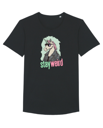 STAY WEIRD - Unicorn - rocker - geaca de piele Black