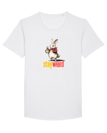STAY WEIRD - Iepurele alb- Alice Tricou mânecă scurtă guler larg Bărbat Skater