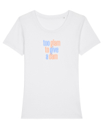 TOO GLAM TO GIVE A DAM Tricou mânecă scurtă guler larg fitted Damă Expresser