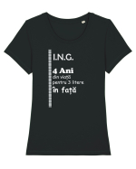 Inginer 4 ani din viață pentru 3 litere în față Tricou mânecă scurtă guler larg fitted Damă Expresser