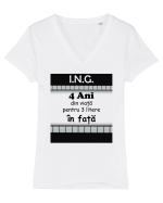 Inginer 4 ani din viață pentru 3 litere în față Tricou mânecă scurtă guler V Damă Evoker