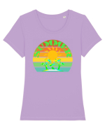 Summer Beach Sunset Tricou mânecă scurtă guler larg fitted Damă Expresser