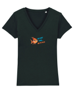 NU SUNT TIMID... NU TE PLAC - PESTE Tricou mânecă scurtă guler V Damă Evoker