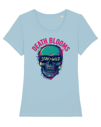 Death Blooms – Stay Wild Neon Skull Sky Blue