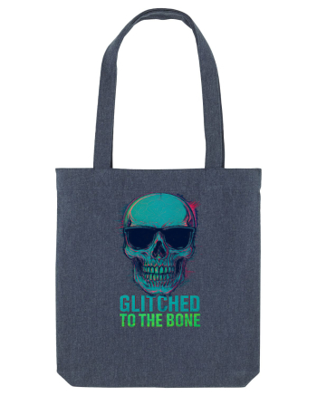 Glitched to the Bone Skull Midnight Blue