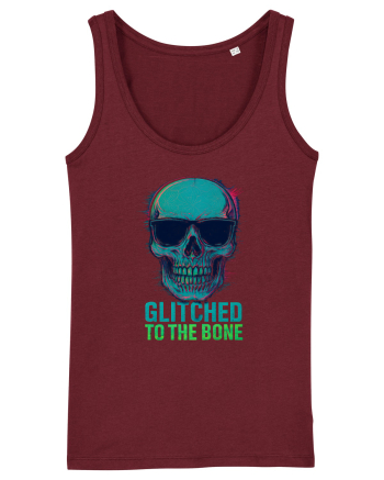 Glitched to the Bone Skull Burgundy