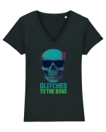 Glitched to the Bone Skull Tricou mânecă scurtă guler V Damă Evoker