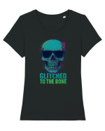 Glitched to the Bone Skull Tricou mânecă scurtă guler larg fitted Damă Expresser
