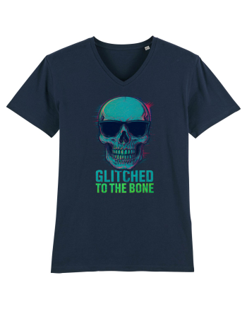 Glitched to the Bone Skull French Navy