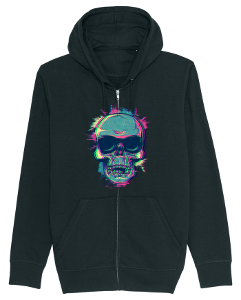 Neon Glitchy Bloom Skull | Vaporwave Trippy Techno Rave EDM Party  Black