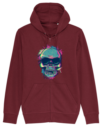Neon Glitchy Bloom Skull | Vaporwave Trippy Techno Rave EDM Party  Burgundy