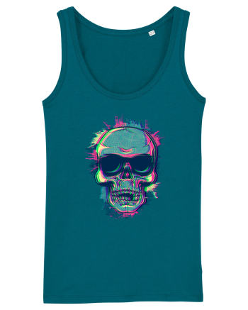 Neon Glitchy Bloom Skull | Vaporwave Trippy Techno Rave EDM Party  Ocean Depth