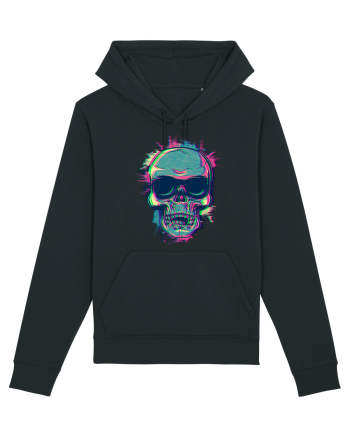 Neon Glitchy Bloom Skull | Vaporwave Trippy Techno Rave EDM Party  Black