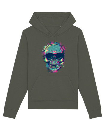 Neon Glitchy Bloom Skull | Vaporwave Trippy Techno Rave EDM Party  Khaki