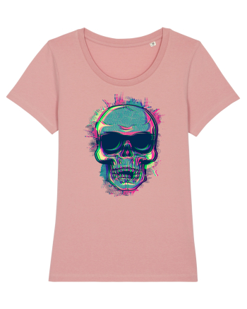 Neon Glitchy Bloom Skull | Vaporwave Trippy Techno Rave EDM Party  Canyon Pink