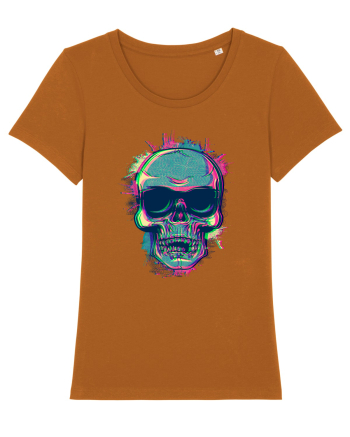 Neon Glitchy Bloom Skull | Vaporwave Trippy Techno Rave EDM Party  Roasted Orange