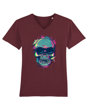 Neon Glitchy Bloom Skull | Vaporwave Trippy Techno Rave EDM Party  Burgundy