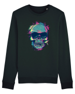 Neon Glitchy Bloom Skull | Vaporwave Trippy Techno Rave EDM Party  Bluză mânecă lungă Unisex Rise