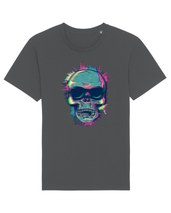 Neon Glitchy Bloom Skull | Vaporwave Trippy Techno Rave EDM Party  Anthracite