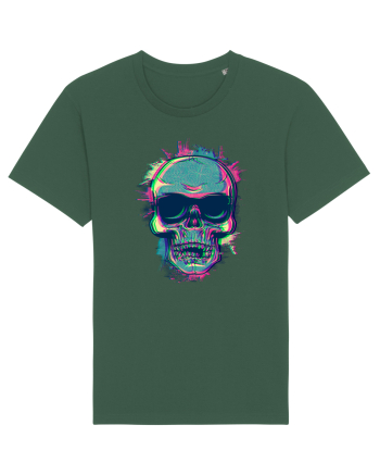 Neon Glitchy Bloom Skull | Vaporwave Trippy Techno Rave EDM Party  Bottle Green