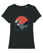 JAPONIA - THE GREAT WAVE OFF KANAGAWA  Tricou mânecă scurtă guler larg fitted Damă Expresser