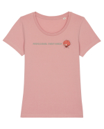 PROFESSIONAL OVERTHINKER - CREIER INCINS - LATERAL Tricou mânecă scurtă guler larg fitted Damă Expresser