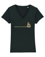 PROFESSIONAL OVERTHINKER - GANDITOAREA DE LA HAMANGIA - LATERAL Tricou mânecă scurtă guler V Damă Evoker