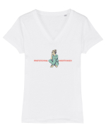 PROFESSIONAL OVERTHINKER - GANDITOAREA  Tricou mânecă scurtă guler V Damă Evoker