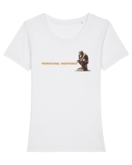 PROFESSIONAL OVERTHINKER - GANDITORUL DE LA HAMANGIA - lateral Tricou mânecă scurtă guler larg fitted Damă Expresser