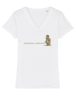 PROFESSIONAL OVERTHINKER - GANDITORUL - OM PRIMITIV -lateral Tricou mânecă scurtă guler V Damă Evoker