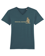 PROFESSIONAL OVERTHINKER - GANDITORUL - OM PRIMITIV -lateral Tricou mânecă scurtă guler V Bărbat Presenter