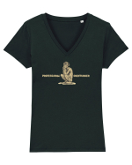 PROFESSIONAL OVERTHINKER - GANDITORUL - OM PRIMITIV  Tricou mânecă scurtă guler V Damă Evoker