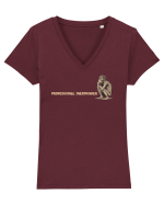 PROFESSIONAL OVERTHINKER - GANDITORUL - OM PRIMITIV  2 lateral Tricou mânecă scurtă guler V Damă Evoker