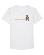 PROFESSIONAL OVERTHINKER - GANDITORUL - OM PRIMITIV  2 lateral Tricou mânecă scurtă guler larg Bărbat Skater