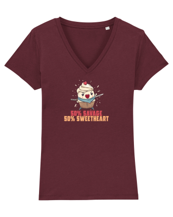 50% SAVAGE 50% SWEETHEART - SAMURAI CUPCAKE  Burgundy