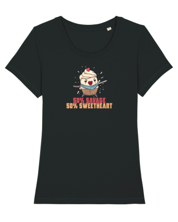 50% SAVAGE 50% SWEETHEART - SAMURAI CUPCAKE  Black