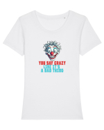 YOU SAY CRAZY LIKE IT`S A BAD THING - clovn 2  Tricou mânecă scurtă guler larg fitted Damă Expresser