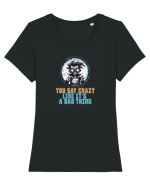 YOU SAY CRAZY LIKE IT`S A BAD THING - MAD SCIENTIST 1  Tricou mânecă scurtă guler larg fitted Damă Expresser