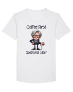 Coffee First Questions Later | Grandpa | Bunicul Tafnos Tricou mânecă scurtă guler larg Bărbat Skater