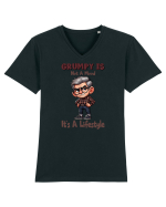 Grumpy Is Not A Mood It's A Lifestyle | Grandpa | Bunicul Tafnos Tricou mânecă scurtă guler V Bărbat Presenter