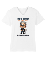 I'm So Grumpy I'm Not Ever Talking To Myself | Grandpa | Bunicul Tafnos Tricou mânecă scurtă guler V Bărbat Presenter