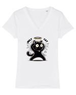 Holy cat 1 Tricou mânecă scurtă guler V Damă Evoker