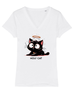 Holy cat 3 Tricou mânecă scurtă guler V Damă Evoker