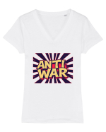 ANTI WAR - ANTI RAZBOI Tricou mânecă scurtă guler V Damă Evoker