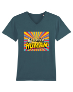 BE A NICE HUMAN - FII UN OM BUN Tricou mânecă scurtă guler V Bărbat Presenter