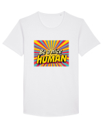 BE A NICE HUMAN - FII UN OM BUN Tricou mânecă scurtă guler larg Bărbat Skater