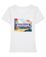 BE A NICE HUMAN - FII UN OM BUN 2 Tricou mânecă scurtă guler larg fitted Damă Expresser
