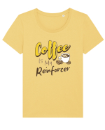 Coffee is my Reinforcer Tricou mânecă scurtă guler larg fitted Damă Expresser