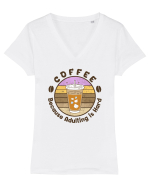 COFFEE Tricou mânecă scurtă guler V Damă Evoker
